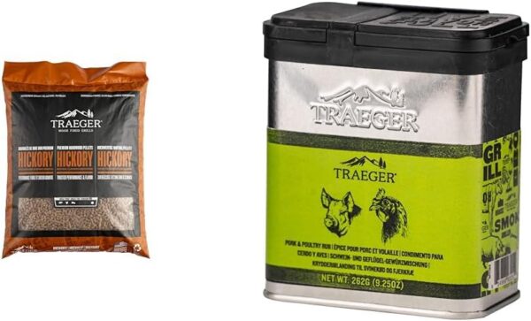 Traeger Grills Hickory Granulés de bois 100 % naturel pour fumoirs et grills à granulés.
