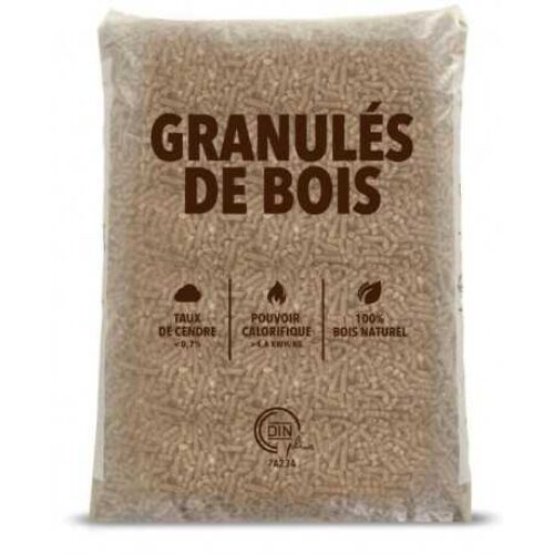 Sac vendu à la palette SUD GRANULÉS de 15 kg de Granulés de Bois DIN + EN PLUS A1